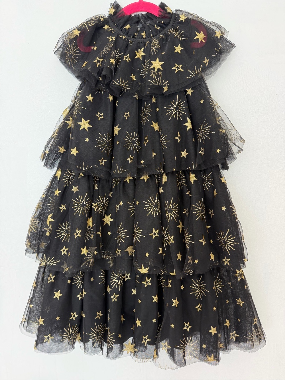 GB girls Black & Gold Star Tulle Dress Size L